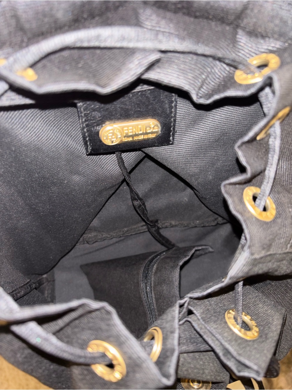Fendi Black Nylon and Leather Logo-Trim Backpack with Pouch - Picture 7 of 10